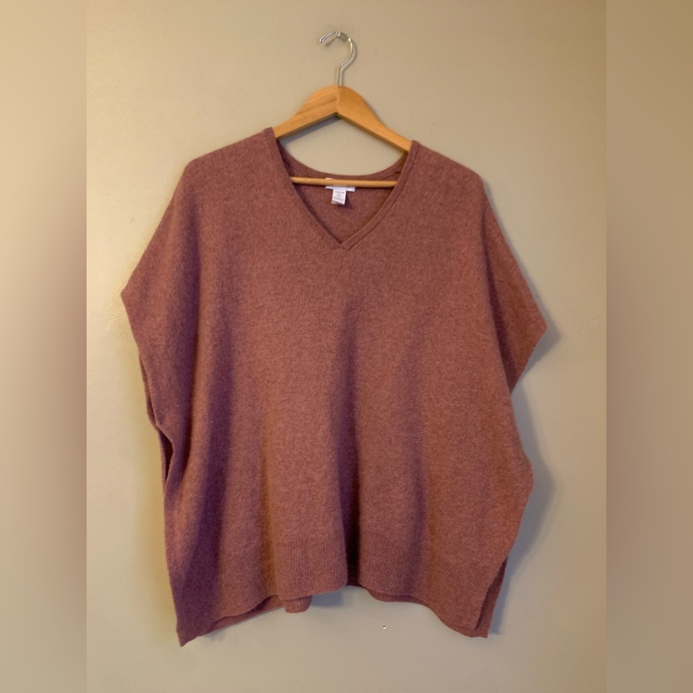 Nordstrom V-Neck Wool Cashmere Poncho Cape One Size Minimalist Classic